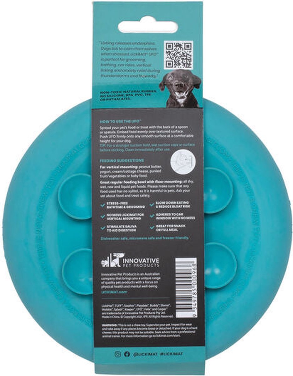 LickiMat UFO Leckmatte / Anti-Schling-Matte / Futterverlangsamungsmatte für Hunde - Türkis - 18 cm