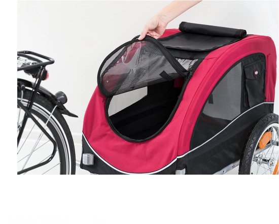 Trixie Fietskar - Zwart Rood 63x68x75/137 Cm Tot 22 Kg Medium
