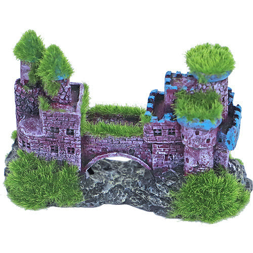 Boon Aqua Deco Ornament Doppelschloss mit Brücke und Moos - 11×5x7 cm