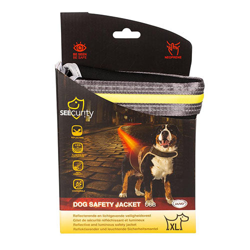 Duvoplus Veiligheidsjasje Fluo Flash USB - Reflecterende en lichtgevende veiligheidsvest Fluo Zwart