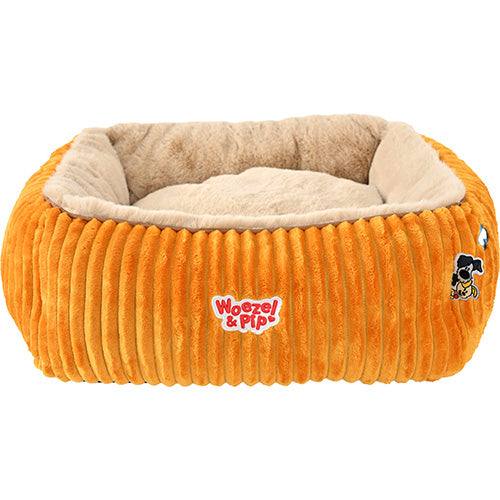 Woezel & Pip Hunde-/Katzenkorb aus Cord, quadratisches Sofa – Farben: Rosa, Blau, Grün und Gelb – Erhältlich in 3 Größen