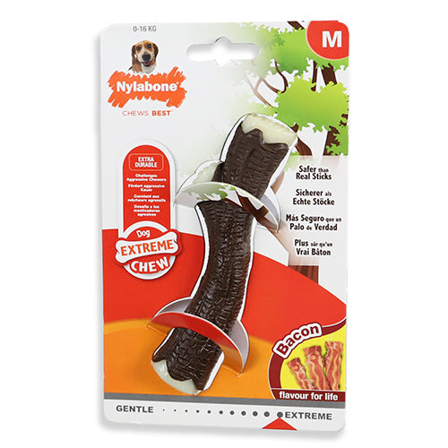 Nylabone Extreme kauwbot - Nylon Houten stok met baconsmaak - Voor de Krachtigste Kauwers - M