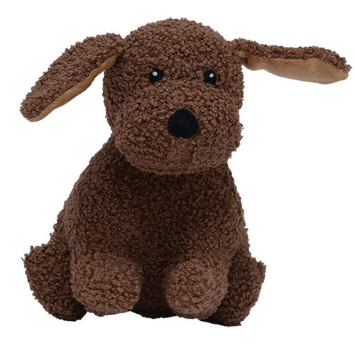 WOOFLES Knuffel labradoodle met pieper en crunchy Bruin - 19 cm