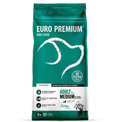 Euro Premium Adult Medium Chicken & Rice hondenvoer 12kg