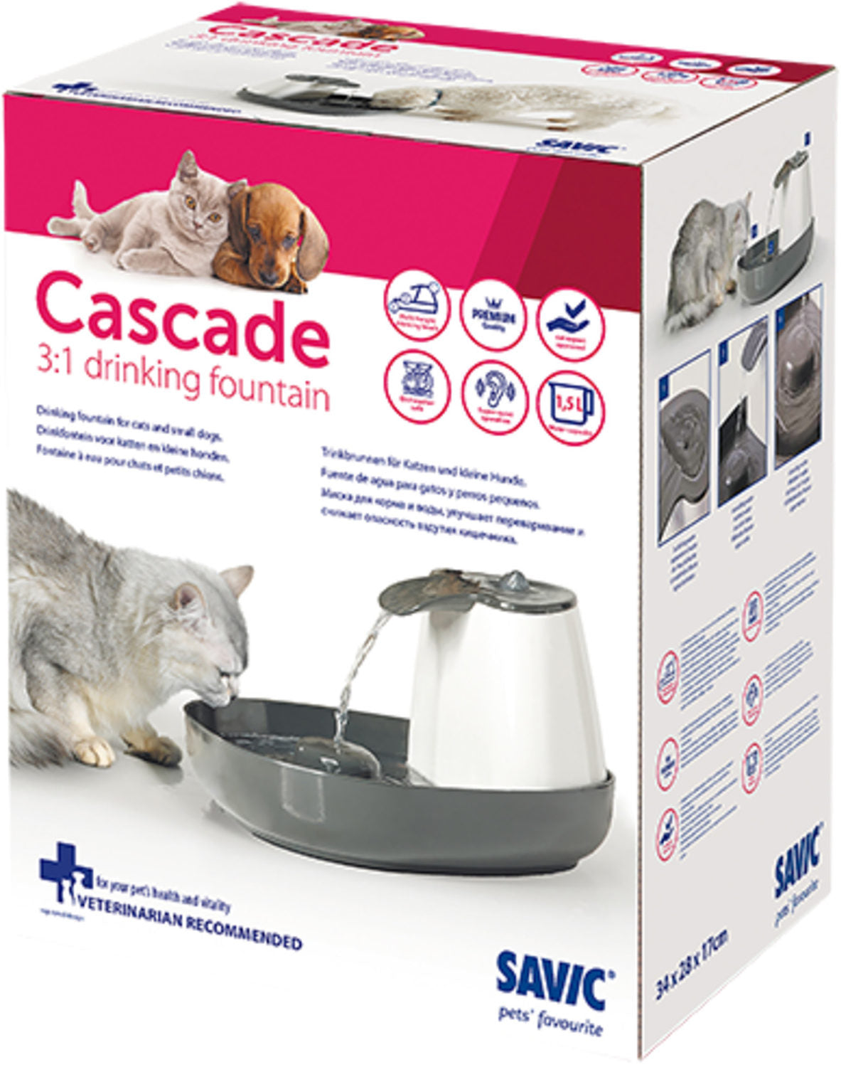 Savic drinkfontein cascade wit - antraciet 1,5 liter