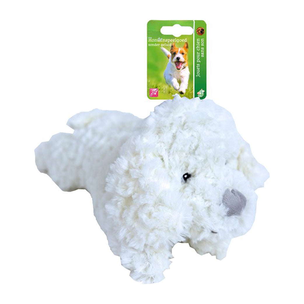 Plüschhund weiß - Kuscheltier - 34 cm, weiß - ohne Quietscher