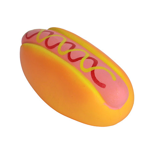 Hondenspeelgoed hotdog latex 9 cm met piep