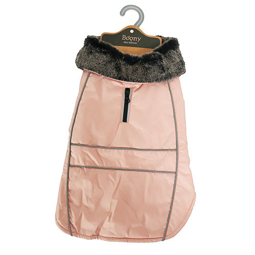 Boony Parka met Bontkraag - Waterdichte Warme Hondenjas - Zacht Roze - 7 maten