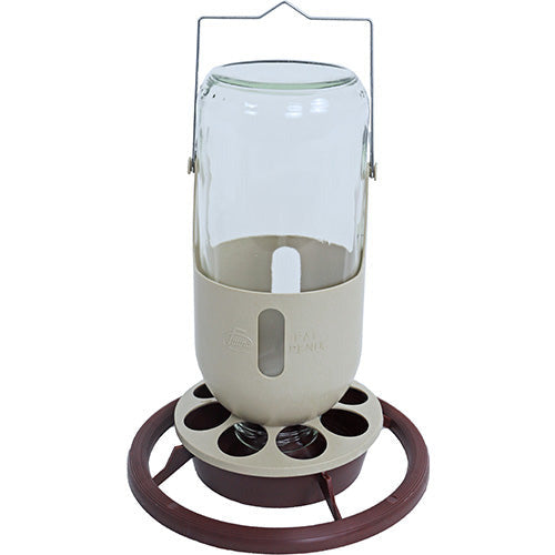 Fauna Glazen Flesautomaat - Vogel - Voerbak- Drinkbak - 1 l - Bruin - 17.5 x 17.5 x 23.5 cm