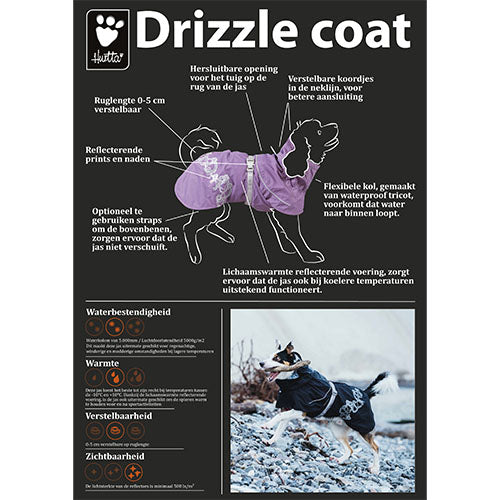 Hurtta Drizzle Coat Regenmantel - Wintermantel - Schwarz - Lila
