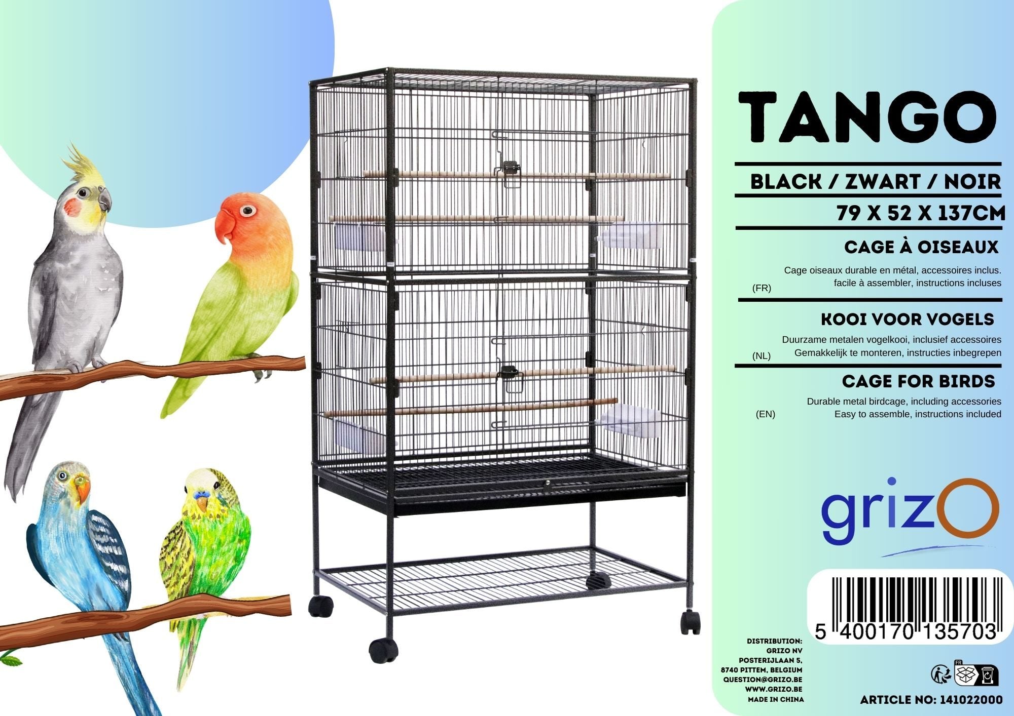 Tango Vogelkäfig 79 x 52 x 167 cm