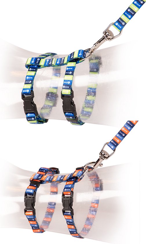 Harnas voor kat - wandelset 20-35cm - 10mm - 125cm