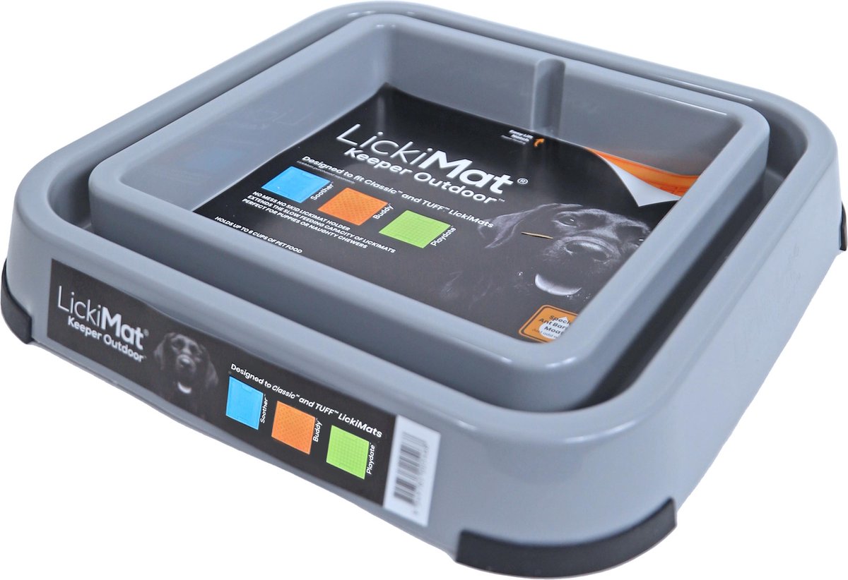 LickiMat-Außenbehälter – Futterspender/Halterung für LickiMat-Anti-Überfressen – Für den Außenbereich – Grau – 31 cm