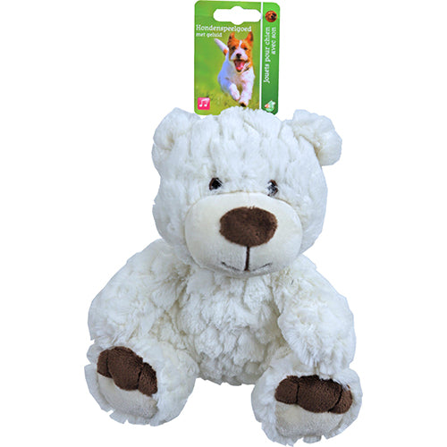 Honden Knuffelbeer - Pluche - Wit - Met Piep - 22cm