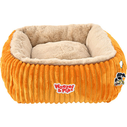 Woezel & Pip Hunde-/Katzenkorb aus Cord, quadratisches Sofa – Farben: Rosa, Blau, Grün und Gelb – Erhältlich in 3 Größen
