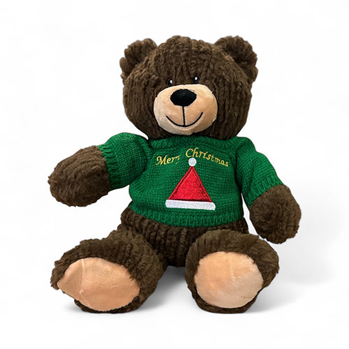 Weihnachtsteddybär mit Weihnachtspullover beige oder braun - 25 cm