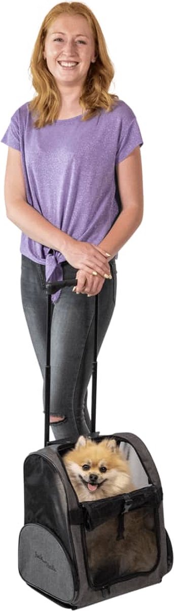 Jack and Vanilla trolley draagtas 40 x 26 x 40 cm grijs-zwart