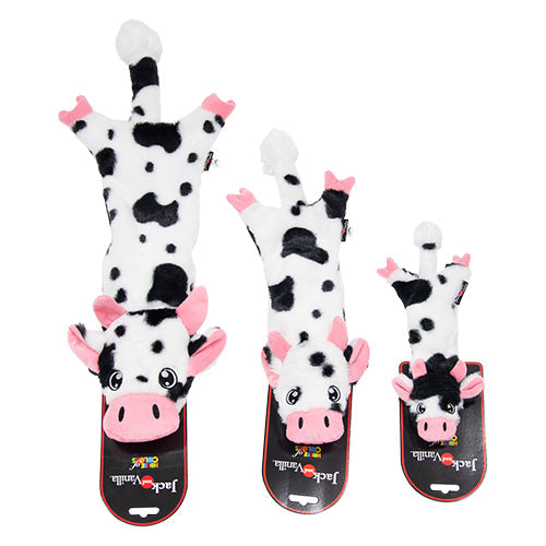 Jack and Vanilla Flatties Hundeplüschtier – Kuh mit Quietscher – erhältlich in 3 Größen