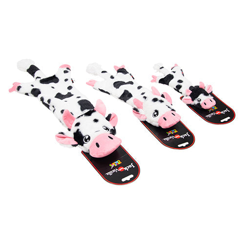 Jack and Vanilla Flatties Hundeplüschtier – Kuh mit Quietscher – erhältlich in 3 Größen