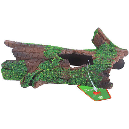 Boon Aqua Deco Ornament - Halber Baumstamm mit Moos - 19x10x6 cm