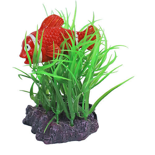 Boon Aqua Deco Ornament - Künstliche Pflanze mit Clownfisch 10 cm