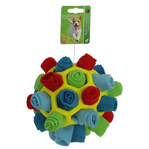Boon hond speelgoed snuffelbal voor snacks TPR geel 13cm