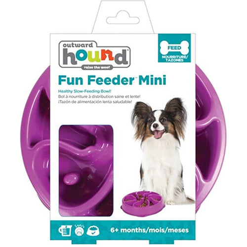 Outward Hound Fun Feeder – Slow Feeder – Anti-Gobble-Futternapf – Lila – Mini – Ø20 cm