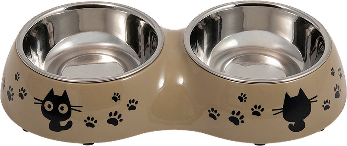 Jack and Vanilla Doppel-Futternapf Taupe – Edelstahl – 2 x 220 ml