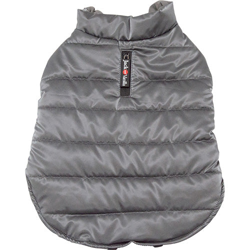 Jack and Vanilla Hundemantel Puffer Grau – Warm, Waschbar & Mit Reißverschluss für Geschirr – Erhältlich in 6 Größen