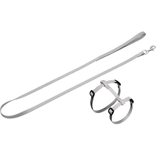 Katzengeschirr mit Leine 110 cm - silber reflektierend