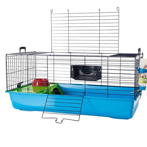 Savic konijnenkooi Nero 3 de Luxe compleet, blauw mix kleur