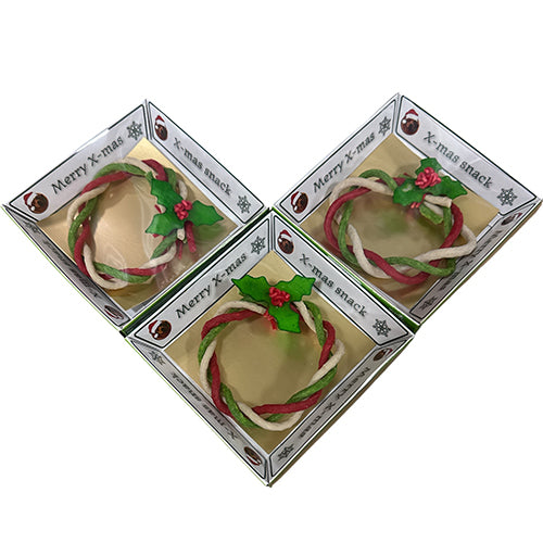 Munchy snack in vorm van een kerstkrans 10 cm - per 3 stuks