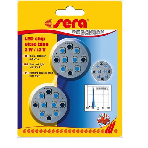 Sera Diody LED chip ultra blauw 2 W / 12 V, 2 stuks