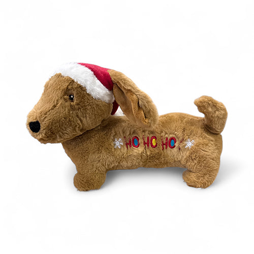 Kerstknuffel teckel met piep bruin 33 cm