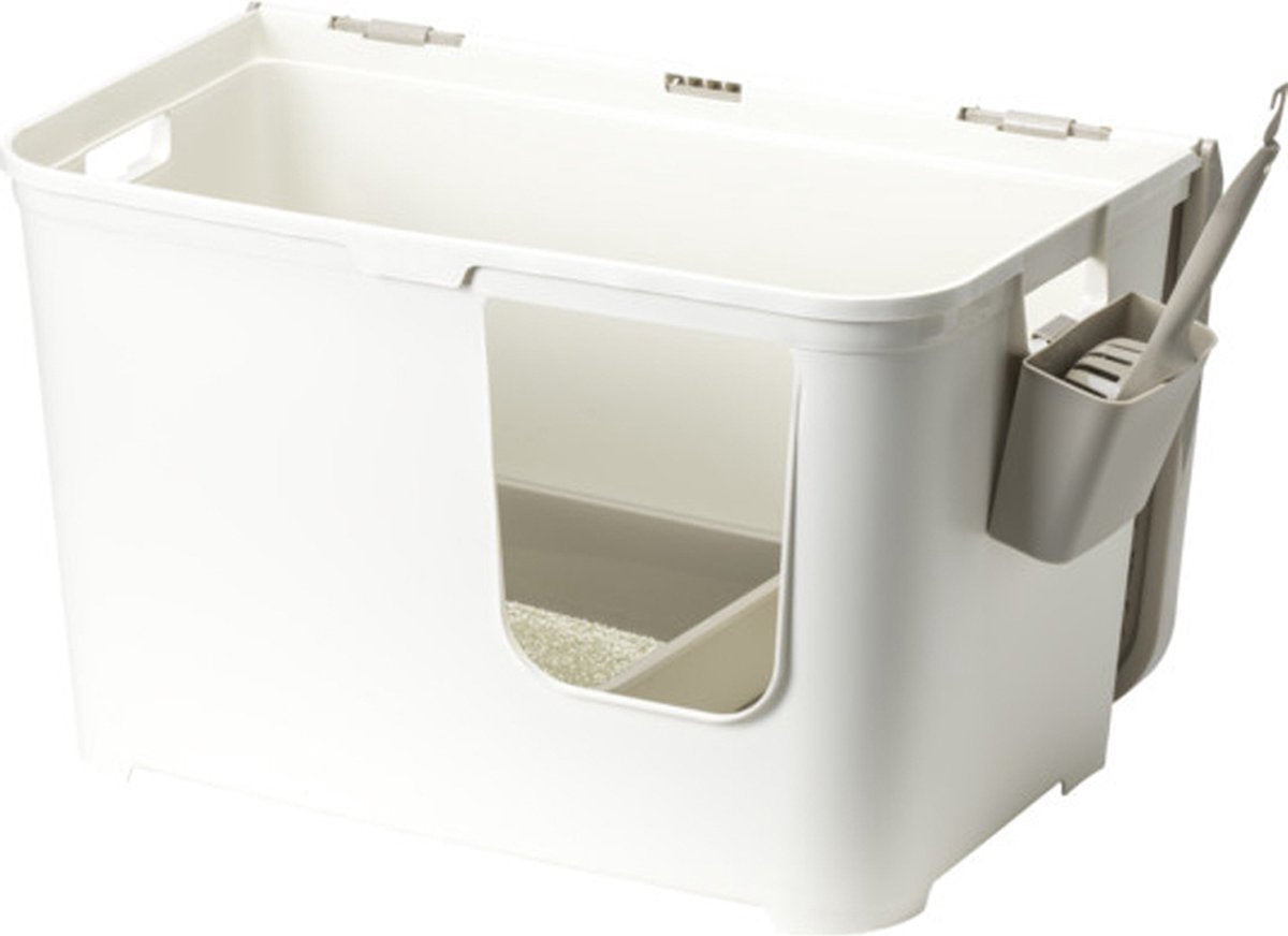 Moderna Kattenbak Casetta - Grijs Wit - Kattentoilet