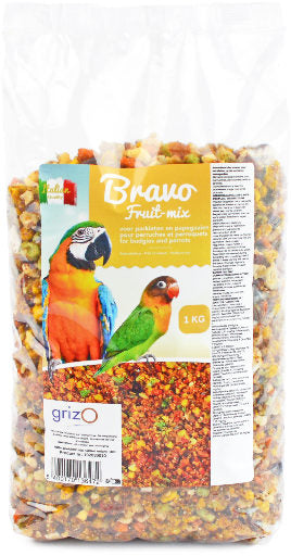 Opfokvoer Bravo fruit mix grof parkieten en papegaaien 1- 5 -25 kg