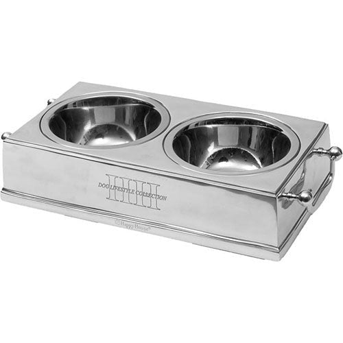 Happy-House Voerbak Dubbel Rvs Laag - 40X22X10 CM