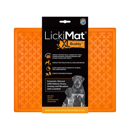 LickiMat Hundeleckmatte Buddy XL Orange 30x25 cm