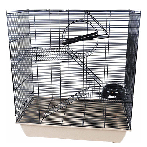 Interzoo Rattenkooi Rat 70 Zwart - Beige 70,5 x 40,5 x 79,5 cm
