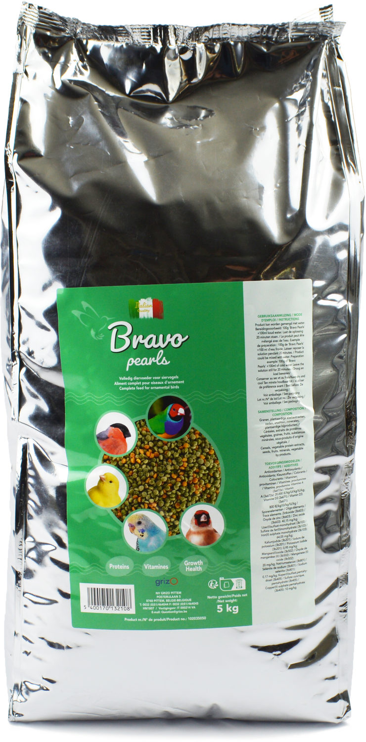 Opfokvoer Bravo pearls large zak 5 kg