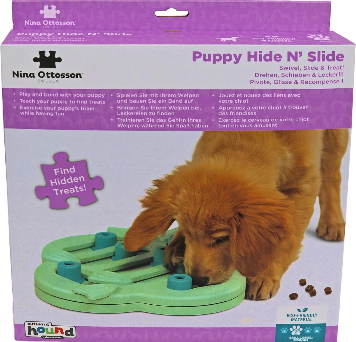 Nina Ottosson puppyspel puppy hide n' slide, groen