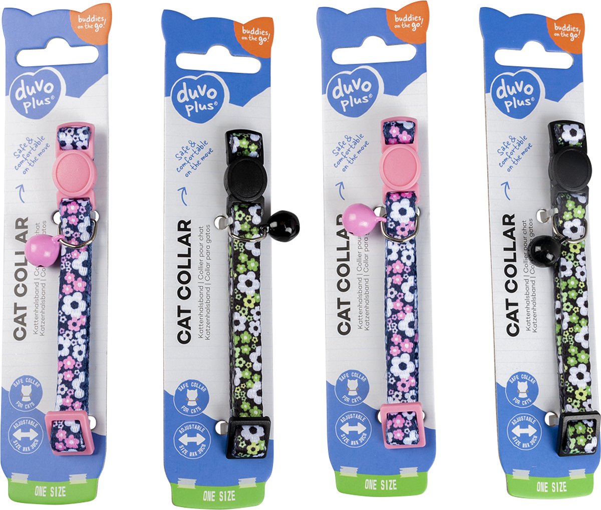 Kattenhalsband Bloemen Nylon 20-30cm / 10mm Gemengde Kleuren - 1st