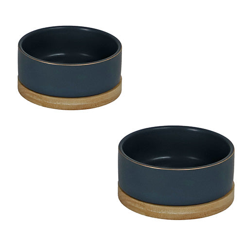 Boony eetbak keramiek/hout - div kleuren 13 - 16 cm