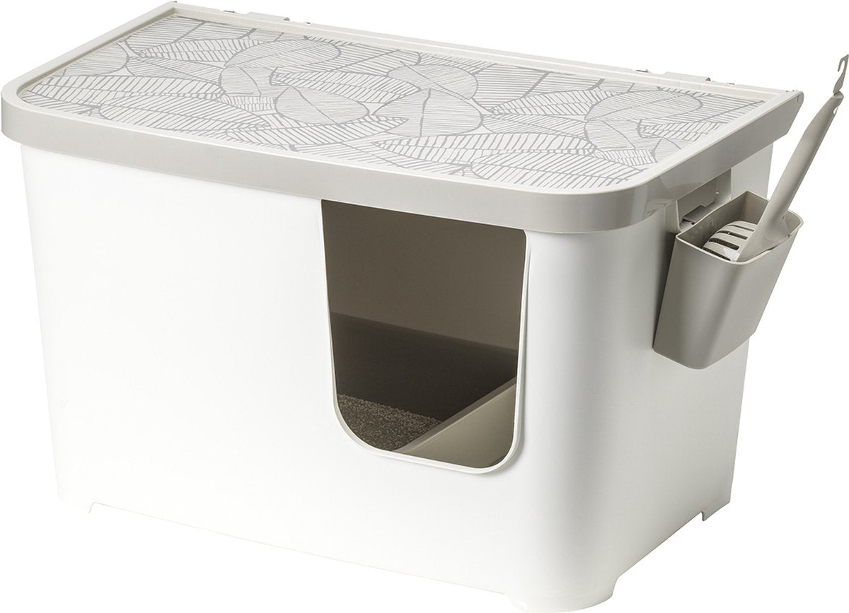 Moderna Kattenbak Casetta - Grijs Wit - Kattentoilet