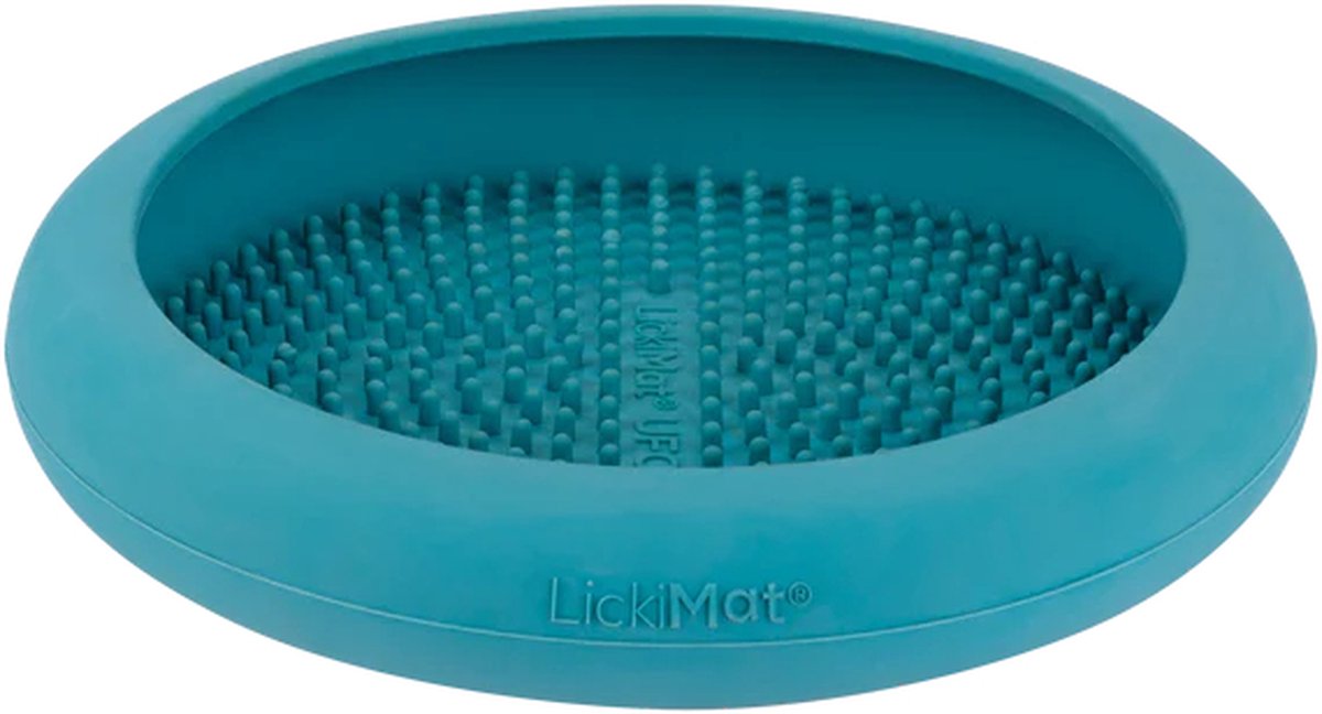 LickiMat UFO Leckmatte / Anti-Schling-Matte / Futterverlangsamungsmatte für Hunde - Türkis - 18 cm