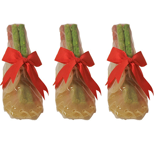 Kerst kauwschoen gevuld met munchy staafjes per 3 verpakt