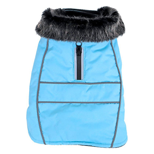 Boony hondenjas waterdicht met bontkraag lichtblauw