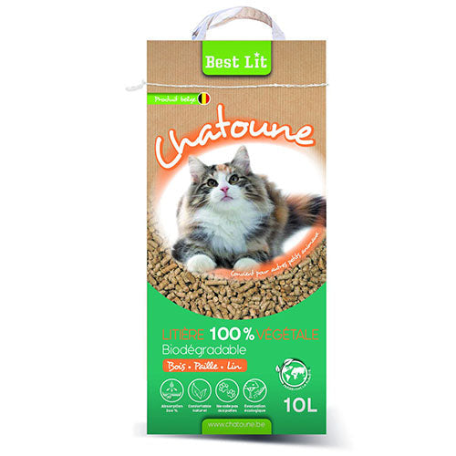 Kattenbakvulling Best Lit Chatoune vlas - stro - houtkorrel plantaardig strooisel 10 - 25- 45 liter