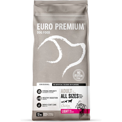 Euro Premium Adult Light mit Huhn & Reis Hundefutter 12 kg