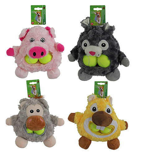 Buidelbek Dieren met 2 Tennisballen - 4 varianten